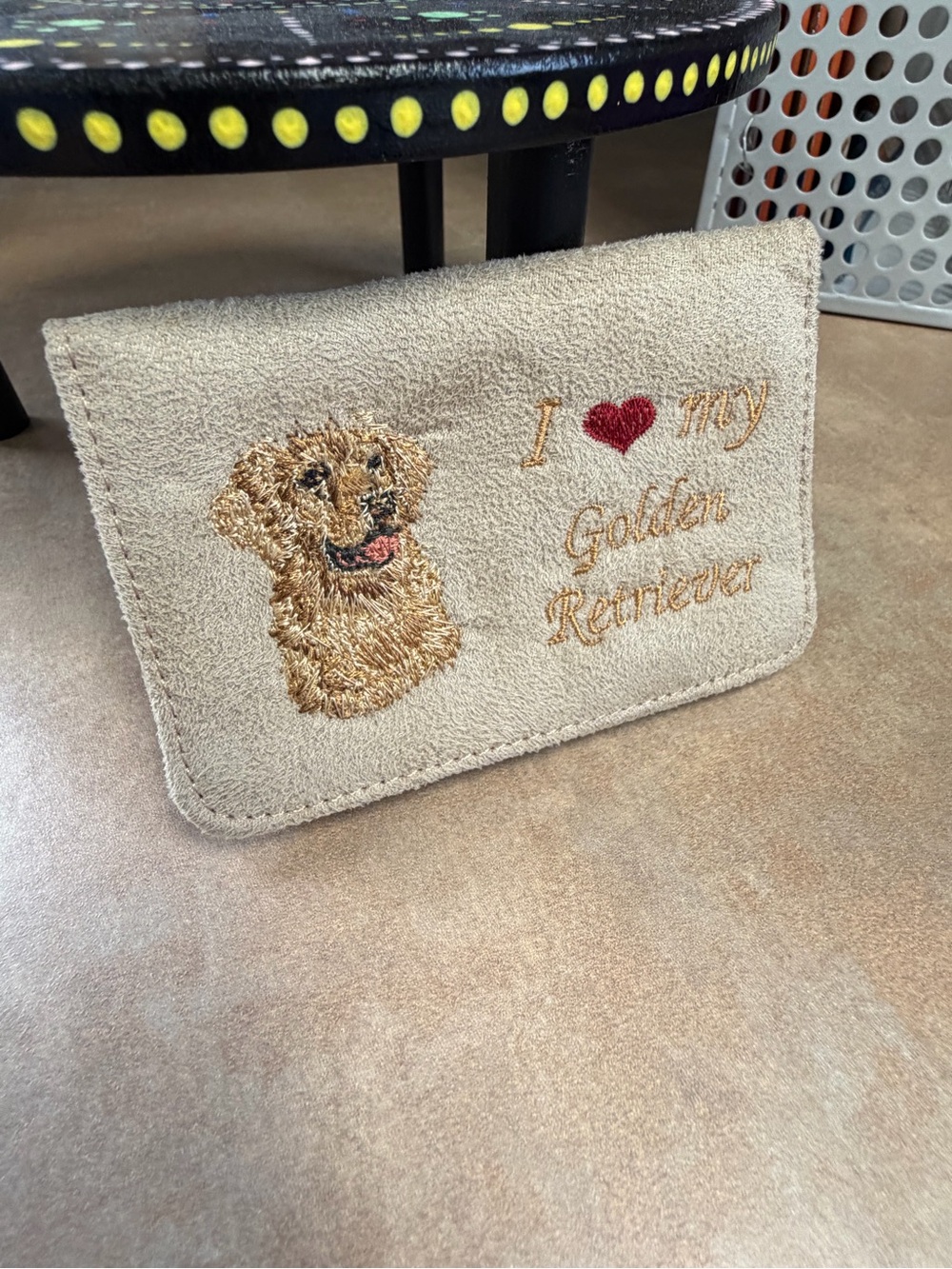 Embroidered 'I Love My Golden Retriever' Cardholder